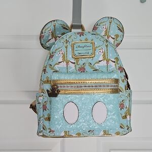 Disney Kids Backpack - Blue and Gold with Carousel Design
